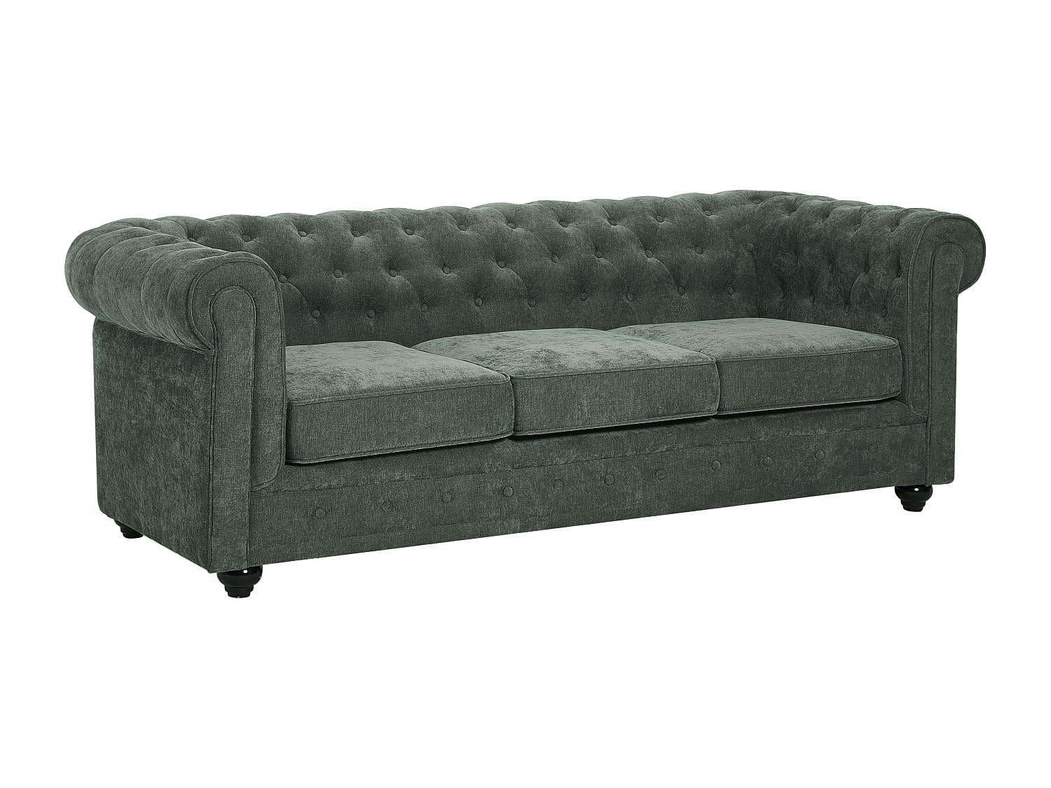 Vente-unique - Canapé 3 Places en Tissu Vert Chesterfield