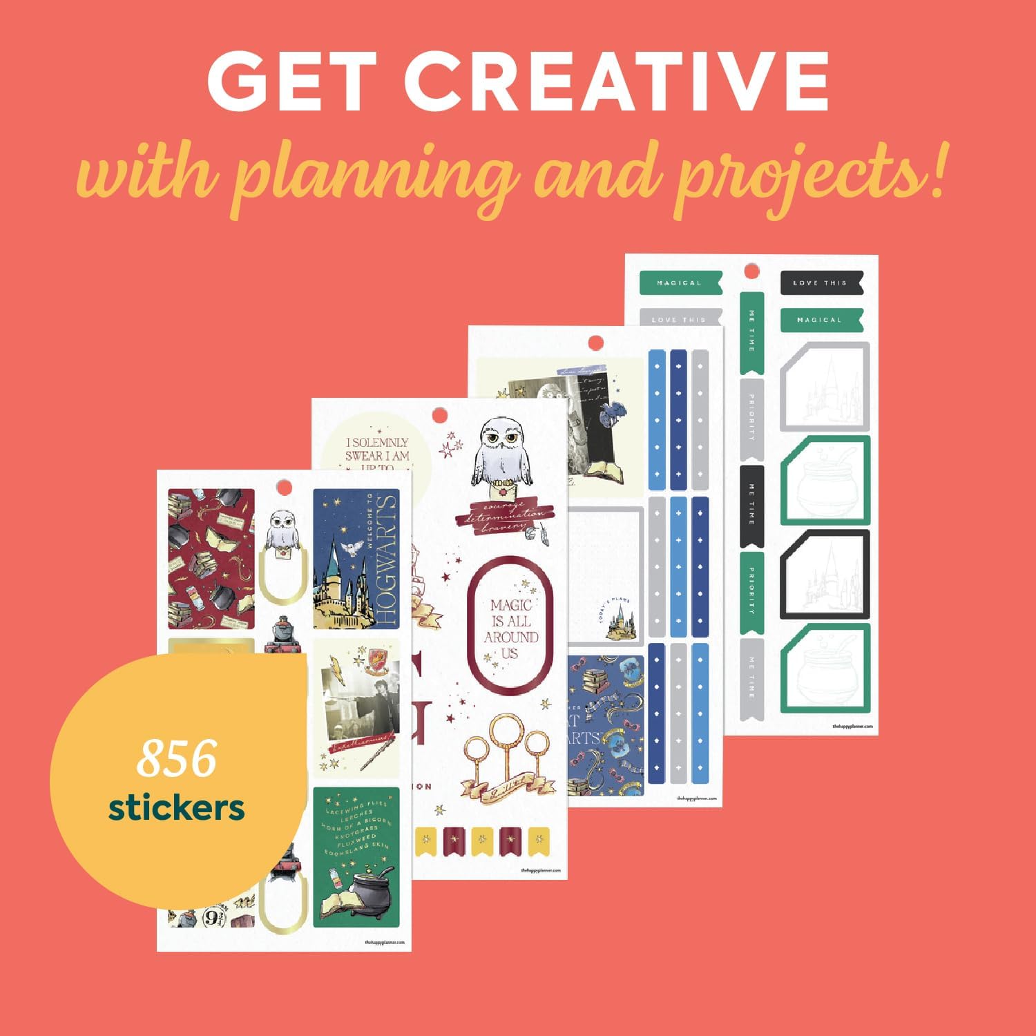 Happy Planner Harry Potter Disc-Bound 12 Month Planner Vertical Layout with 20-Sheet Sticker Book, Hufflepuff Magic Bundle, Classic Size 7” x 9.25”