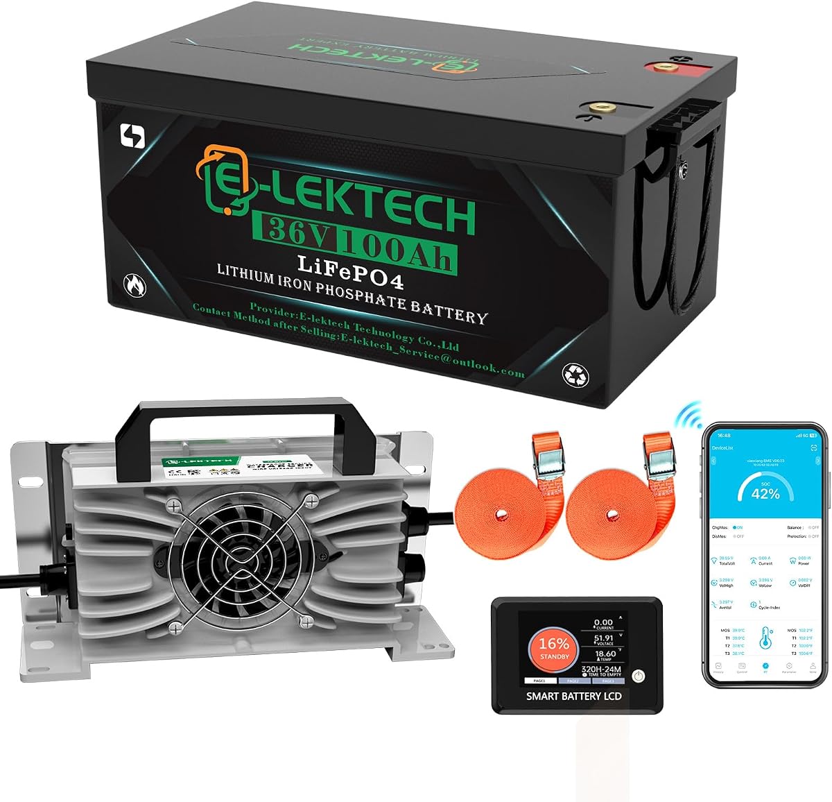 36V 100Ah Lithium Golf Cart Battery with Charger