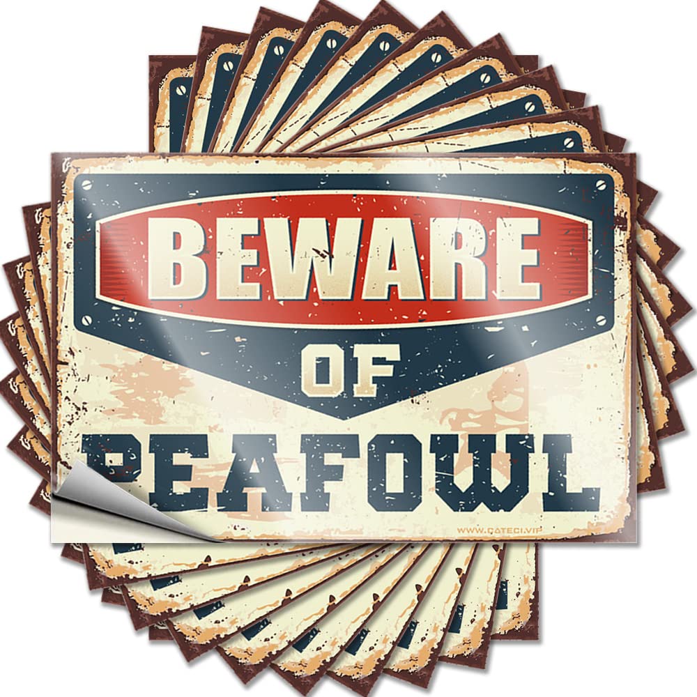 Quote Fun Peel and Stick - Beware of Peafowl Tumbler Core Waterproof Vinyl for Diatomaceous(12X18CM)