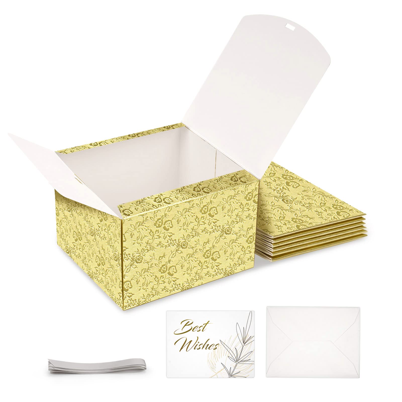Bumlon Present Boxes 10 Pack Pesent Box with Lids for Bridesmaid Proposal Paper Box for Presents, Party Favor, Graduation, Holiday, and Brithday… (8x8x4 Inches, Gold)