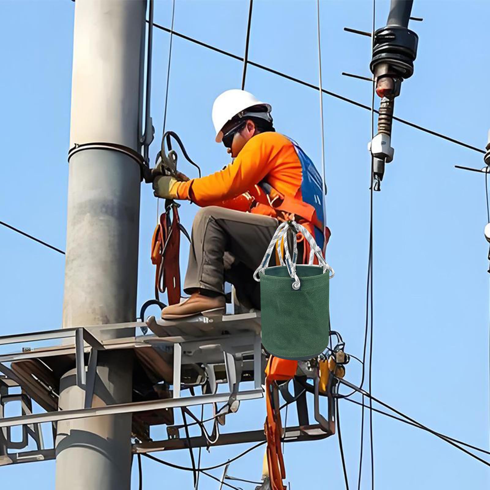 Wiaderko Na Narzędzia Elektryka Sakwa Organizer Na Akcesoria Elektryczne | Wytrzymały i Pojemnik na Sprzęt Elektryczny dla Pracowników Budowlanych i