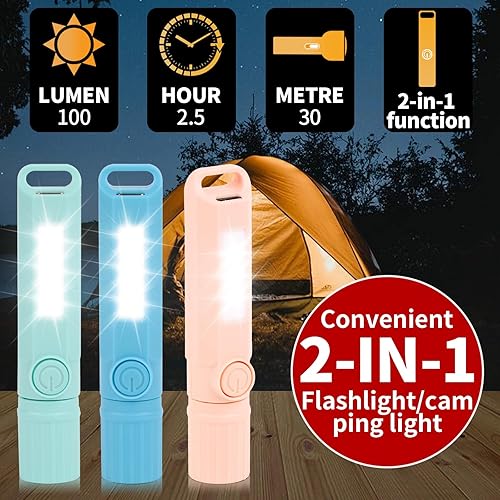 Miniatura 3 de Hilngav Paquete de 6 mini linternas LED pequeñas recargables USB C, linterna de campamento, linterna de campamento, linternas ultraligeras con zoom,