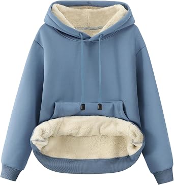 Gihuo Womens Winter Warm Hoodie Sherpa Fleece Lined Pullover Hoodie Hooded Sweatshirt