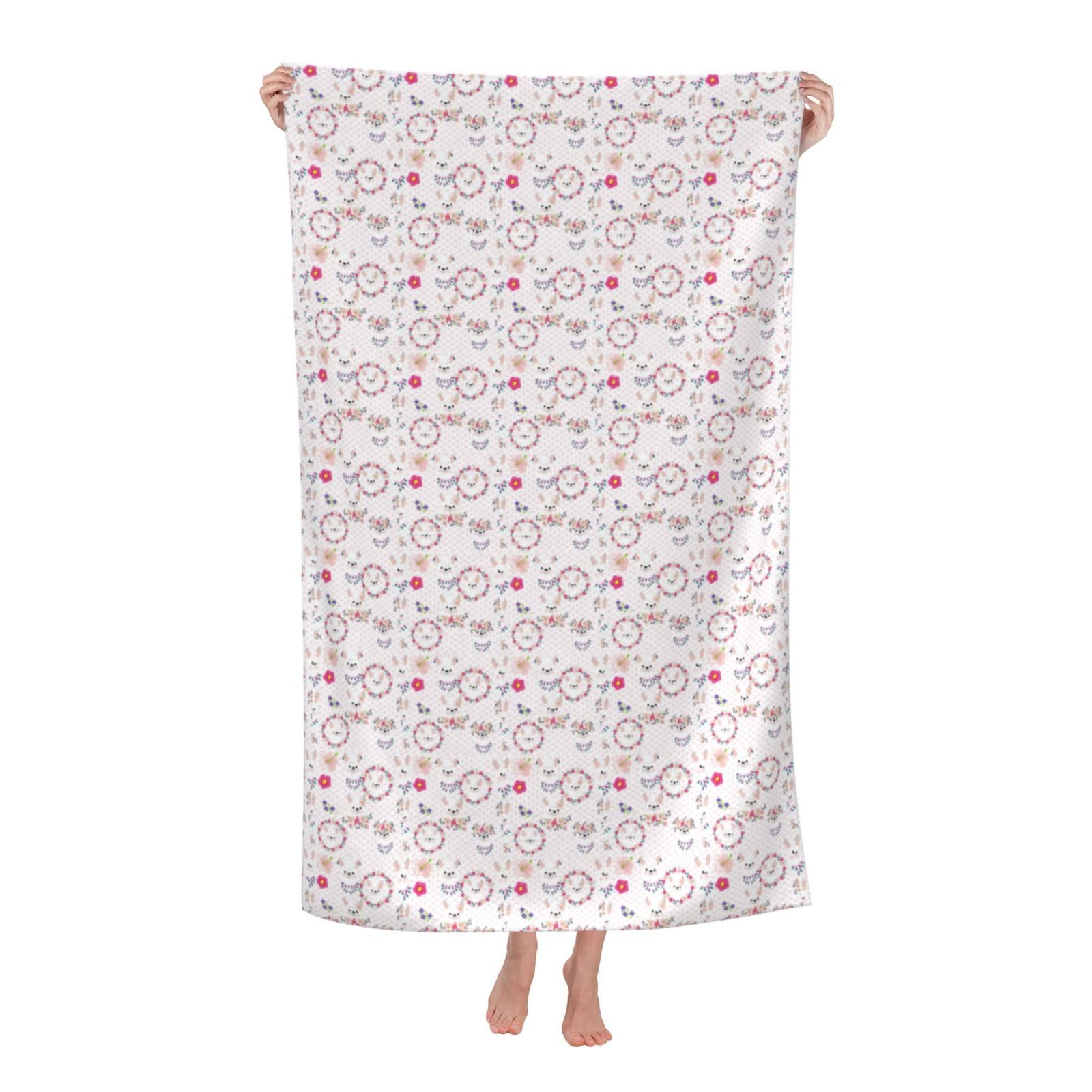 Cbaaghh Cartoon Llama Alpaca Print Adult Beach Towels,Beach & Pool Towel,Beach Towels,Towels For Camping