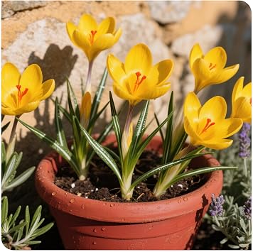 Crocus Bulbs to Plant Now UK/Saffron Crocus Bulbs-Rhizome/Ornamental/Resistant/Bedding/Gorgeous/Potted/Plants-8 Bulbs-I