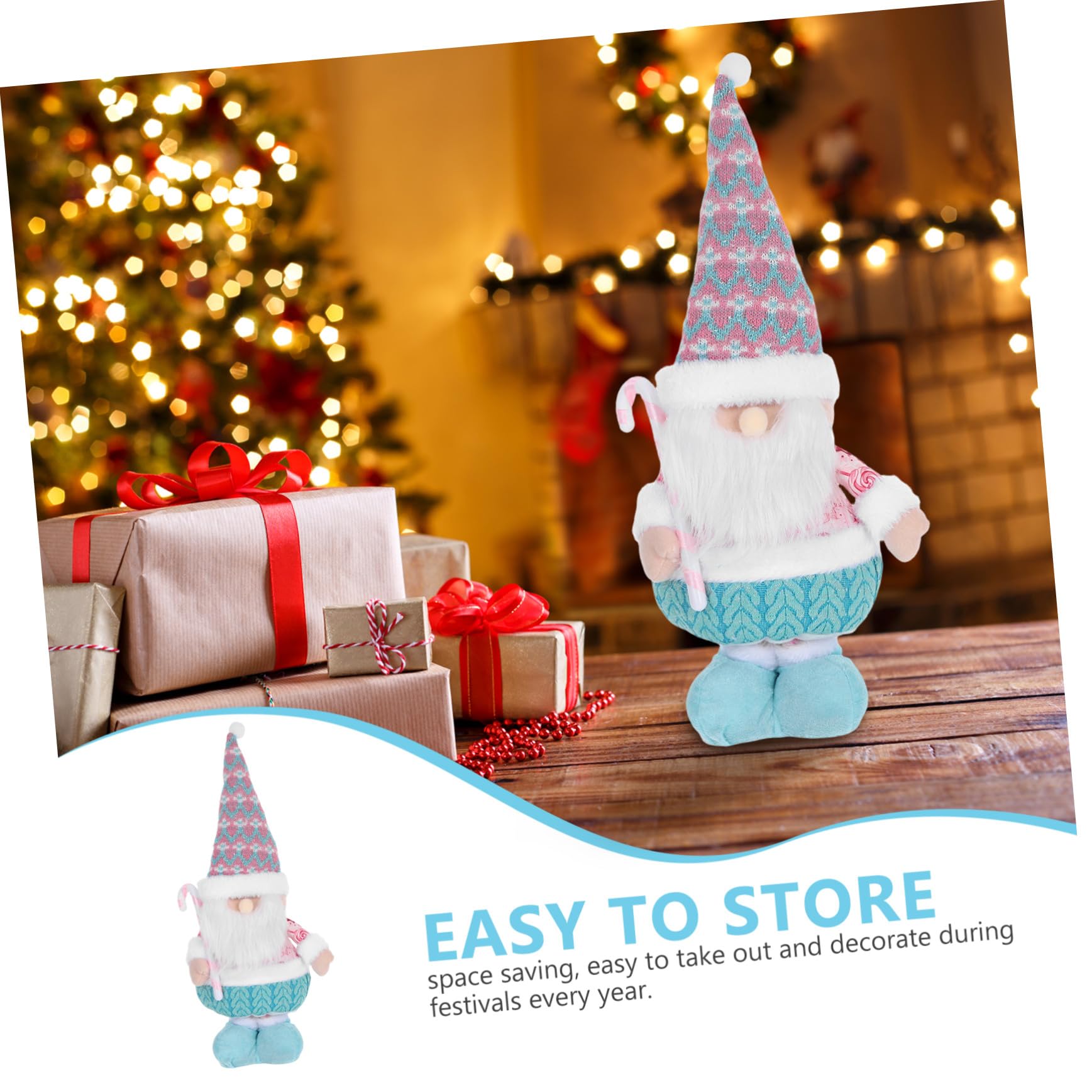 Alipis Statuetta Di Babbo Natale Con Gambe Telescopiche Decorazione Natalizia Da Tavolo Figura Artigianale Per Feste Di Natale Per Ornamenti Di Vacanze
