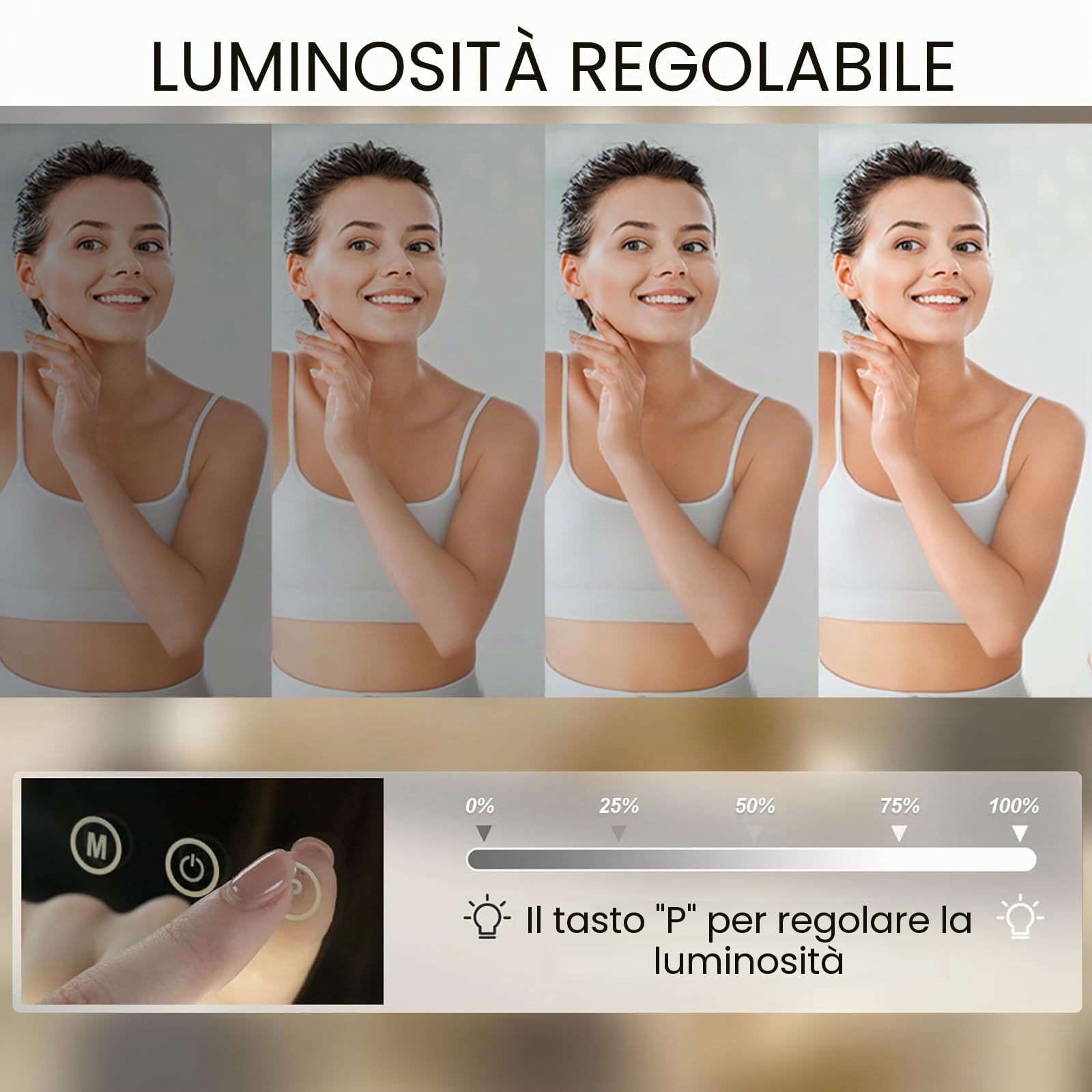 Specchio Trucco con Luci, 58x43cm Hollywood Specchio Trucco con Luce LED, Specchio da Tavolo con Controllo Tattile e 3 Modalità di Illuminazione - Vanity Mirror Make Up