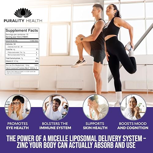 Miniatura 4 de Zinc liposomal, salud de pureza, 15 mg de zinc por porción, zinc líquido, sabor a arándanos, vegano, sin gluten, suministro para 15 días