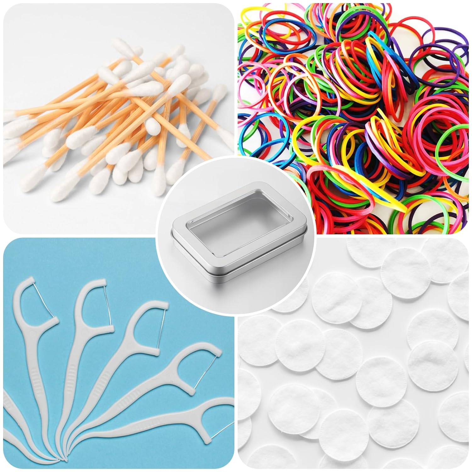 4 Pcs Cotton Swab Holder for Travel, Portable Floss Picks Case with Transparent Window, Small Metal Storage Box with Dustproof Lid, Flosses Pick Holder Boxes for Travel, Cotton Swabs Hair Ties Floss - Image 3