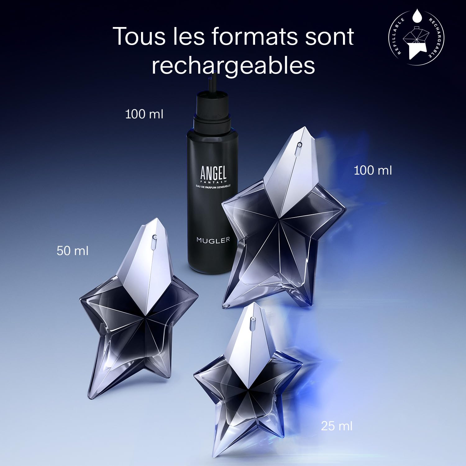 MUGLER ANGEL FANTASM Eau De Parfum Rechargeable Pour Elle - Parfum Pour Femme - Gourmand, Ambré et Fruité