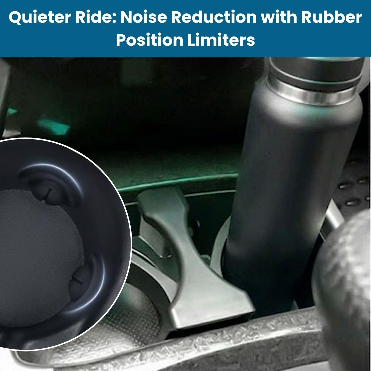 Cup Holder Insert for Toyota Tacoma 2005-2015 (Front Center Console) – Upgraded Design with Adhesive Side Limiters & Non-Stick Silicone Coasters image 3