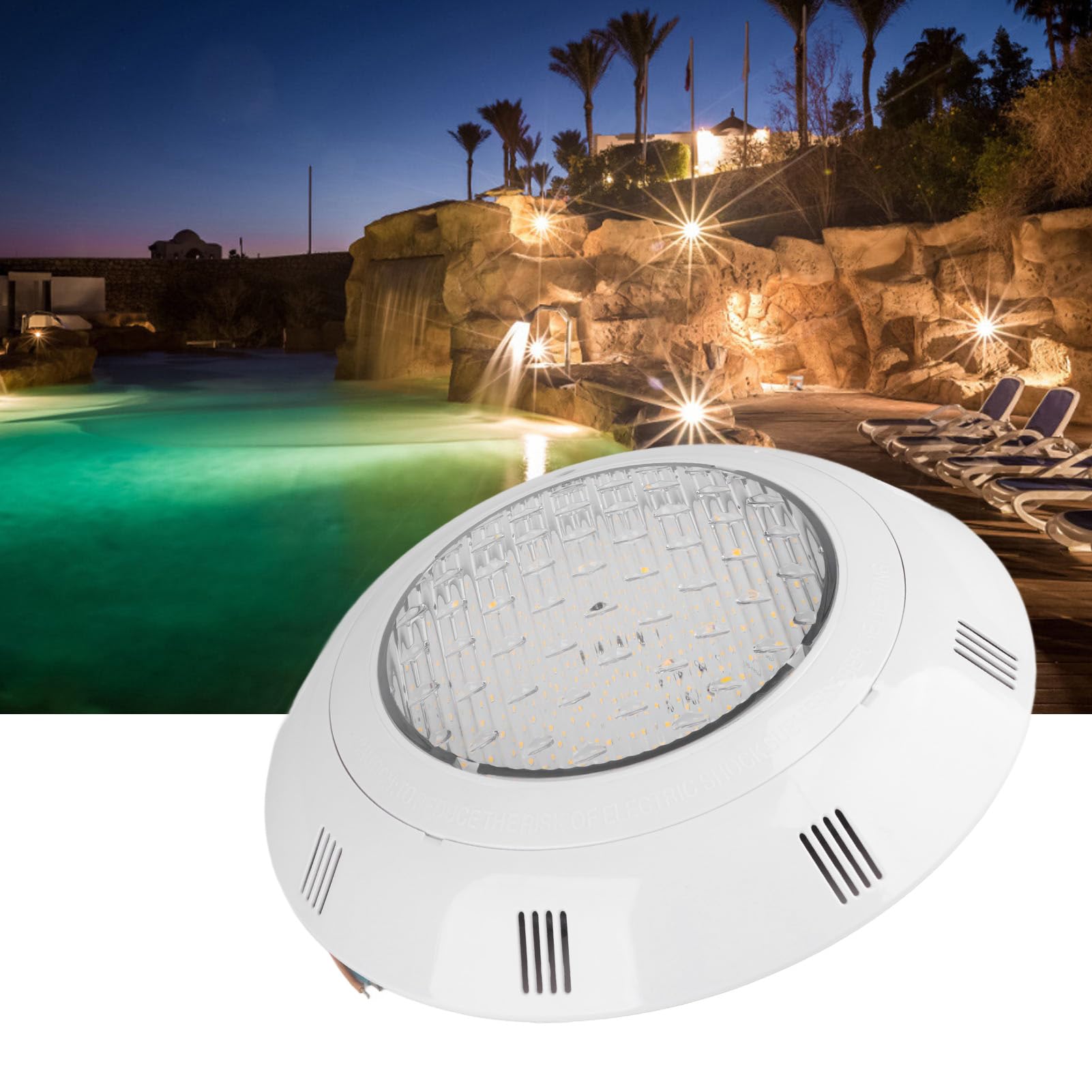 Pilipane Luci Subacquee a LED per Piscina, Luce Subacquea per Piscina Montata a Parete, Lampada Sommergibile Impermeabile AC12V IP68, Luce Bianca Calda per Piscine, Acquari E Fontane(12W)