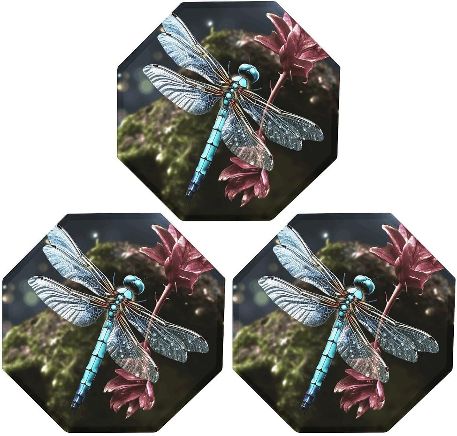 Ctagon Metal Sign for Home, Modern Display Plate for Kitchen, Blue Dragonfly Plates Accent Hanging Wall Decorations 3PCS for Living Room, Bedroom, Hallway, Hotel