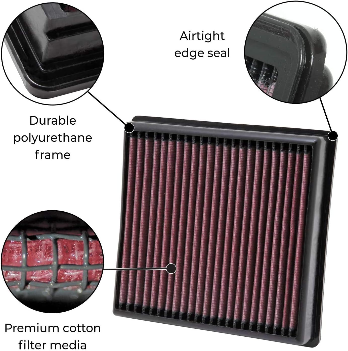 K&N Engine Air Filter: Reusable, Clean Every 75,000 Miles, Washable, Premium, Replacement Car Air Filter: Compatible with 2012-2018 Honda/Acura L4 1.8/2.0 L (Civic, ILX), 33-2468