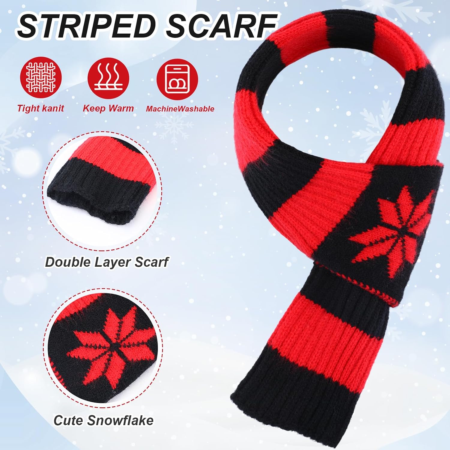 Chicingyou 3 Pcs Kids Hat Gloves Scarf Set Winter Knitted Beanie with Earmuffs Double Layer Scarf for Boy Girl 8-12 Years Old