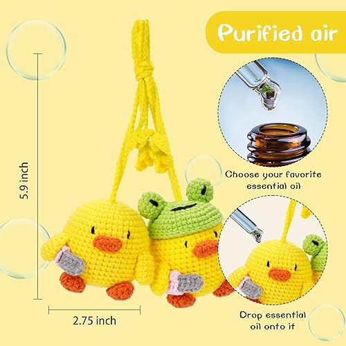 Miniatura 4 de DJZNDINGJIEJIE Lindo con cuchillo de ganchillo de pato retrovisor para colgar en el espejo retrovisor, decoración estética para el espejo retrovisor