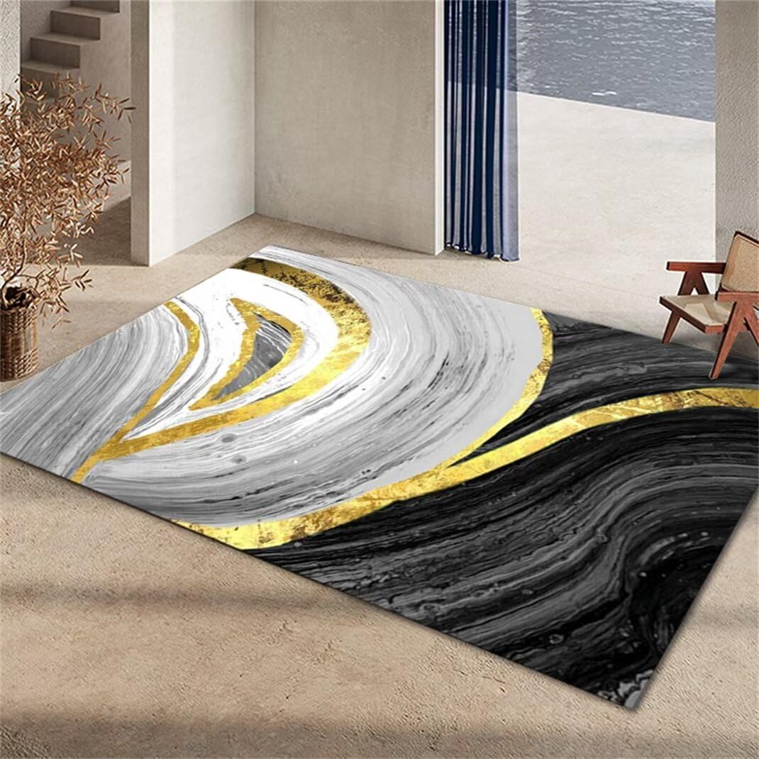 Tapis de salon abstrait gris foncé crée une ambiance moderne dans le dressing