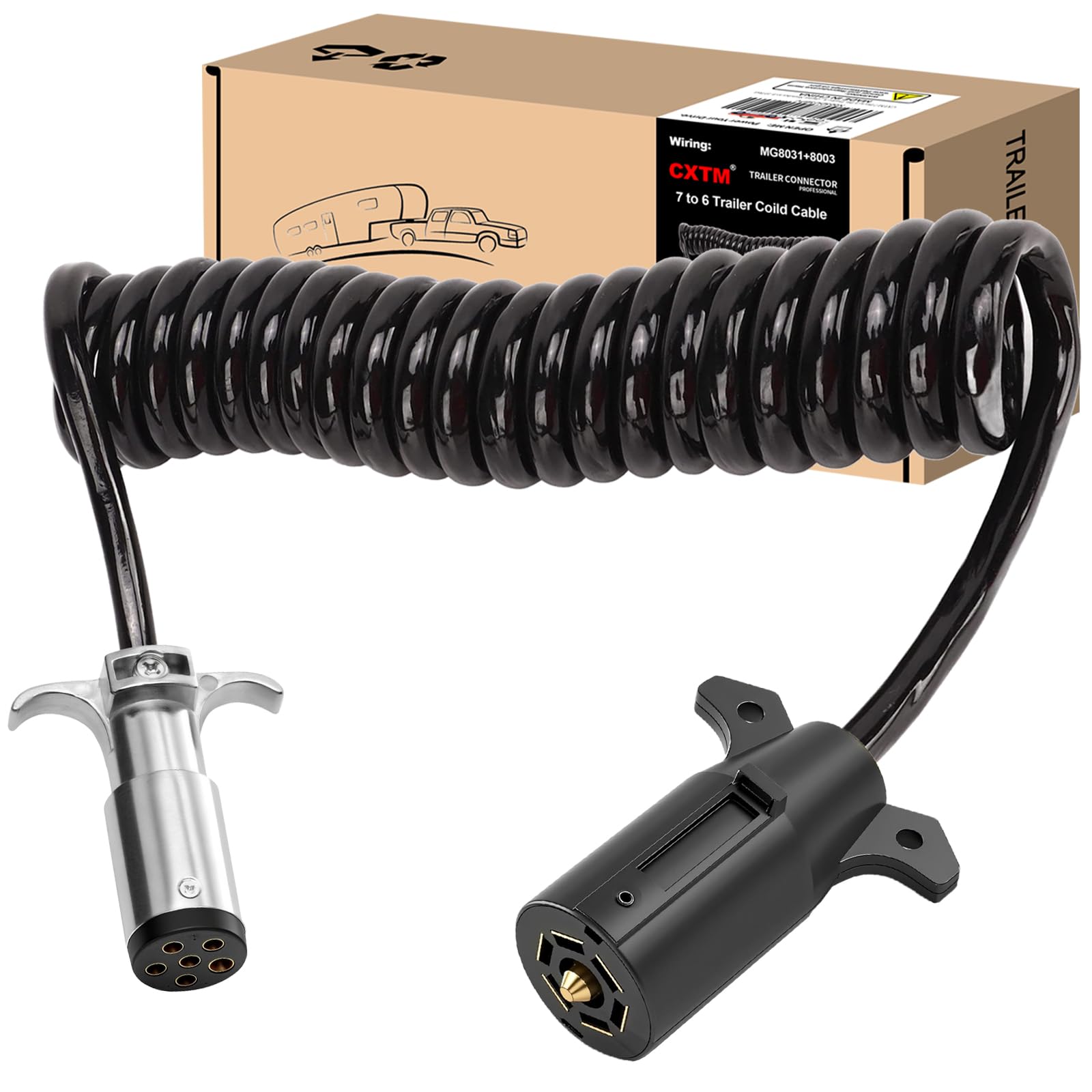 CXTM 7 Pin to 6 Pin Coiled Cable