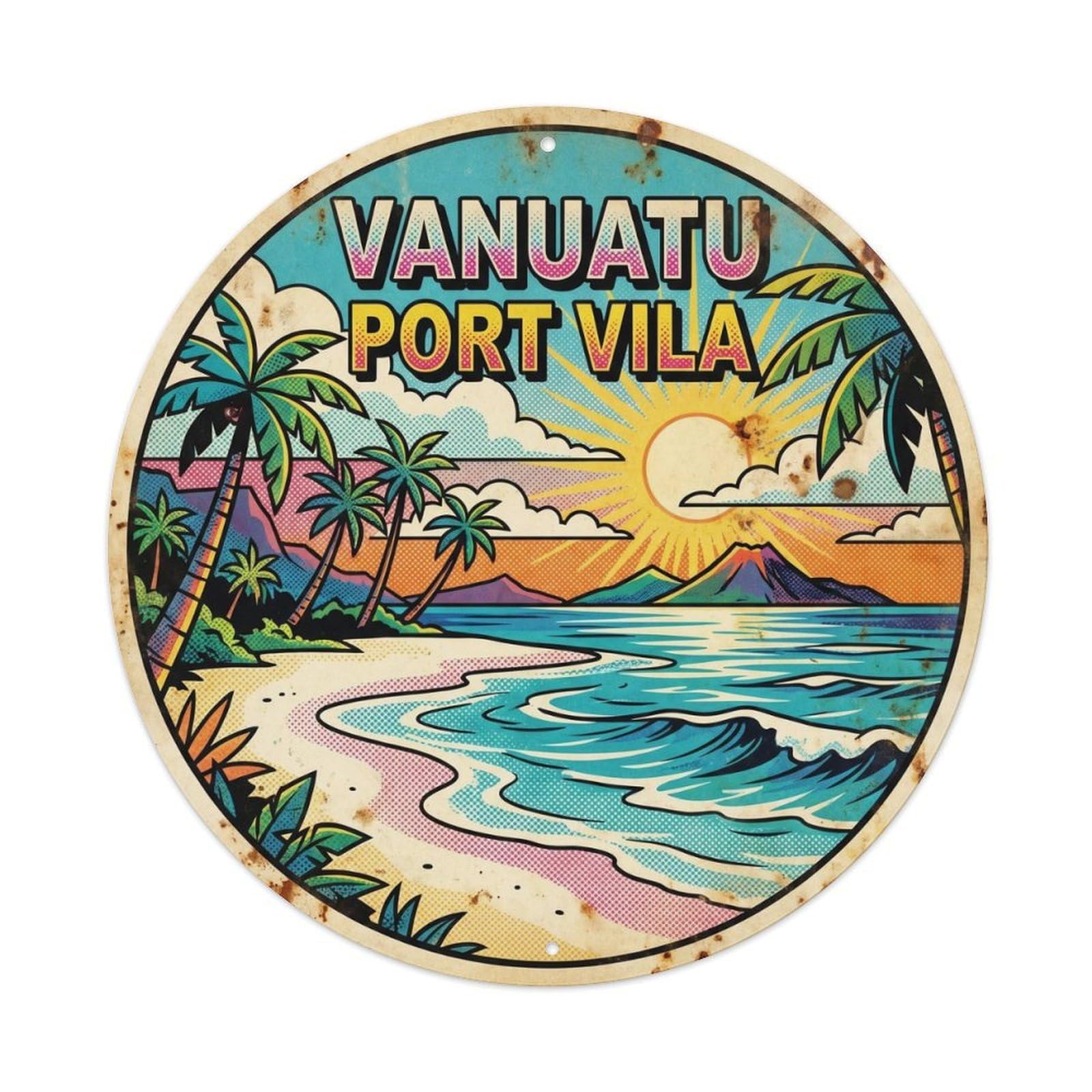 Vanuatu Port Vila South Pacific Pop Color Metal Tin Sign