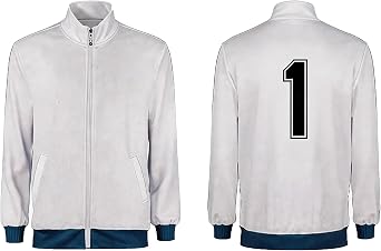 AwwwCos Unisex Adult White Blue Casual Tracksuit Jacket No.1