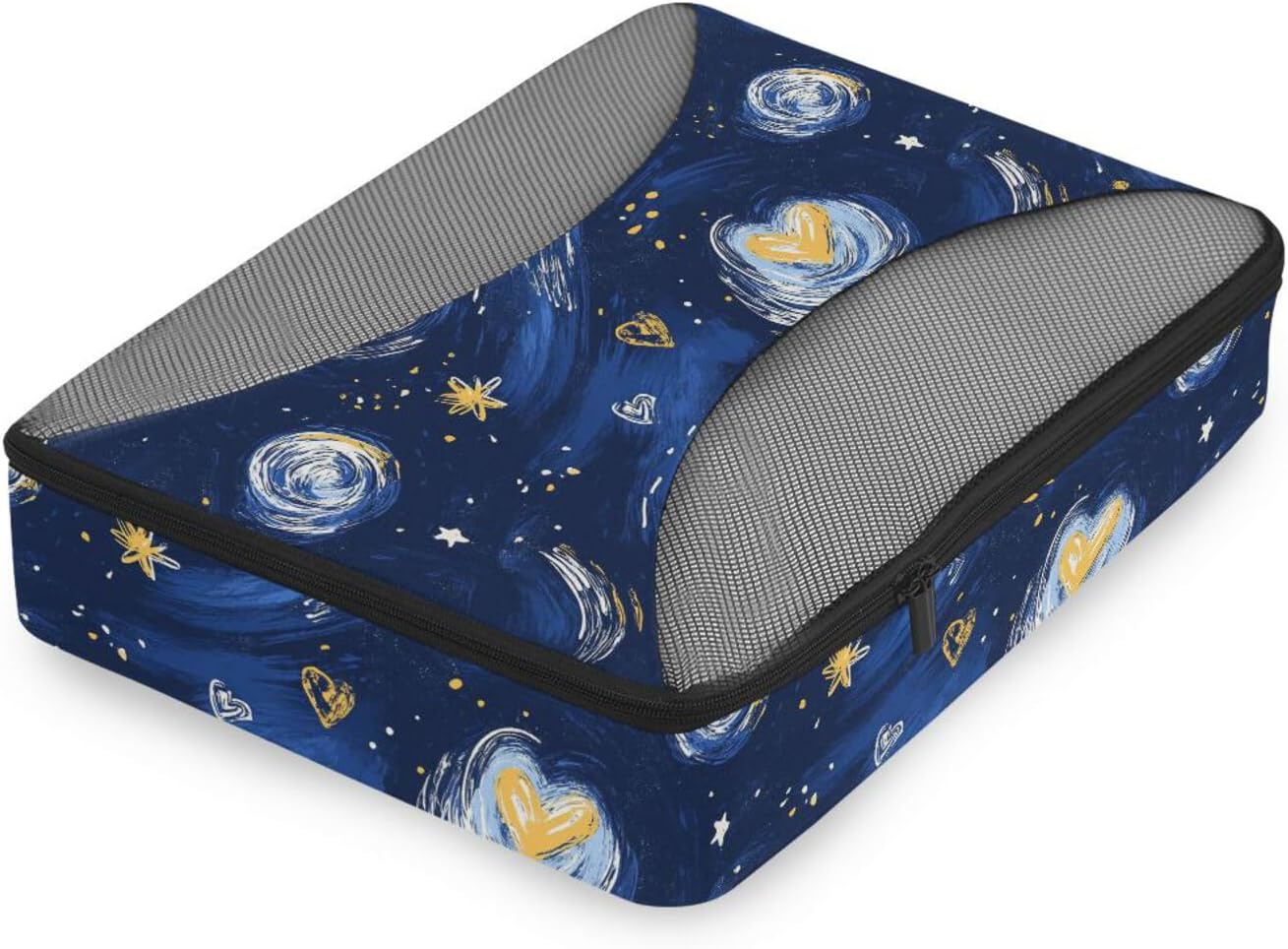 Valentine Yellow Blue Love Starry Sky 4 Pcs set luggage organizer bags Mesh Travel Essentials portable cubes for packing