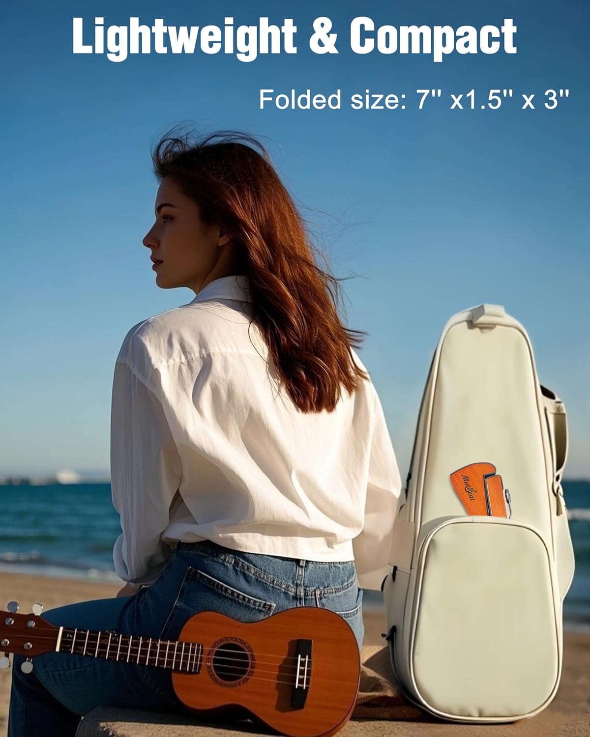 Ukulele Stand, Foldable Ukelele Stand for Travel, Rabbit Shape Mahogany Wood Ukulele Holder for Concert Pineapple Soprano Tenor and Baritone, or Violin, Wooden Floor Ukele Holder for Home