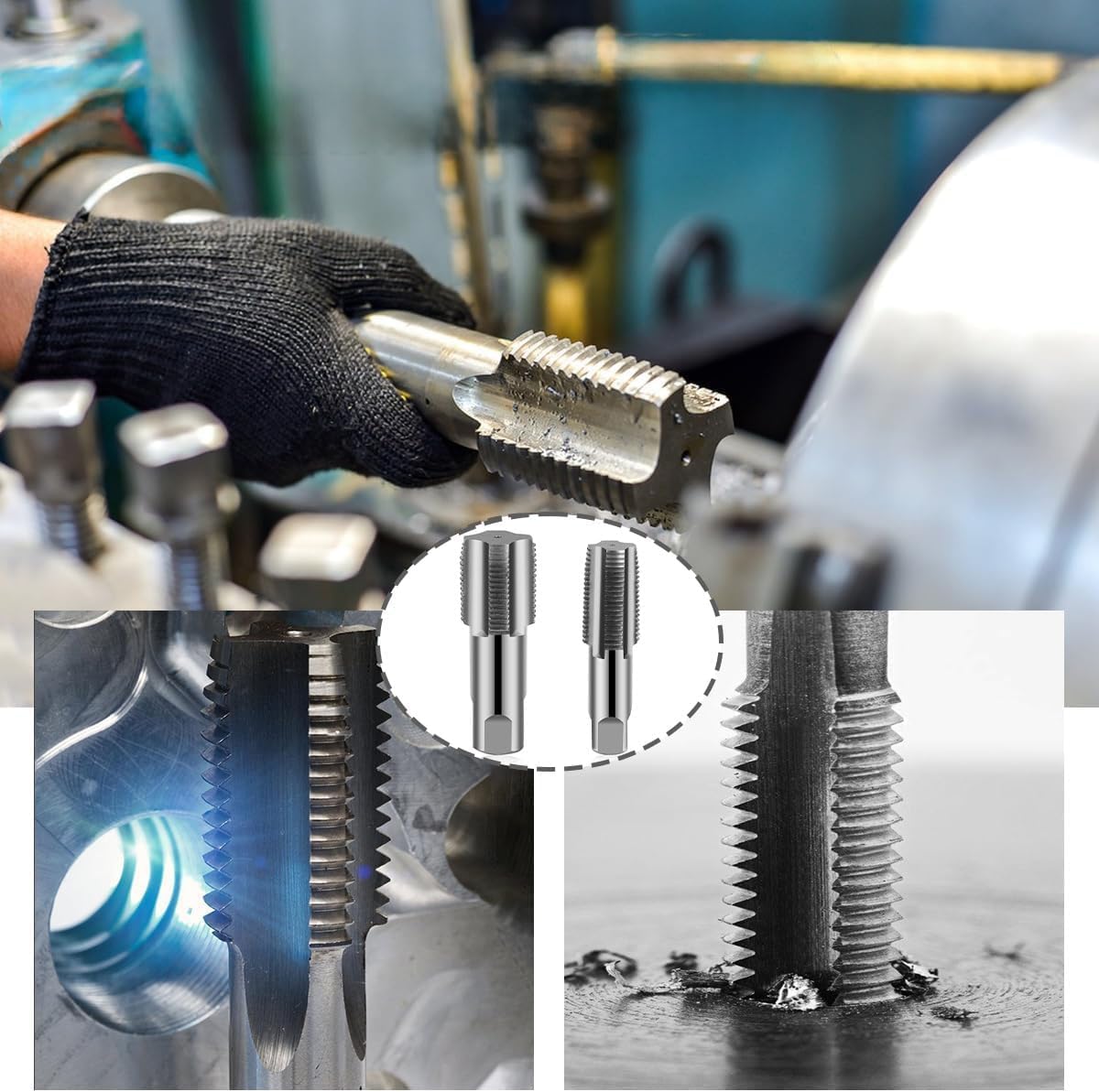 Set di maschi per tubi, in acciaio al carbonio, filettatura interna da 1/2", filettatura interna da 3/4", maschio, per riparazione meccanica e automobilistica, raccordi per tubi dell'acqua