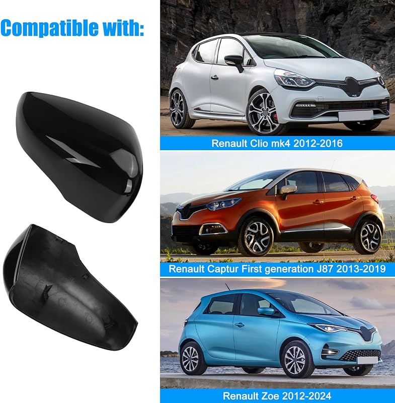 JinsenTGG Tükörkupak Renault Clio 4 Zoe Capture Fekete Bal Jobb Oldali Visszapillantó Tükörvédő