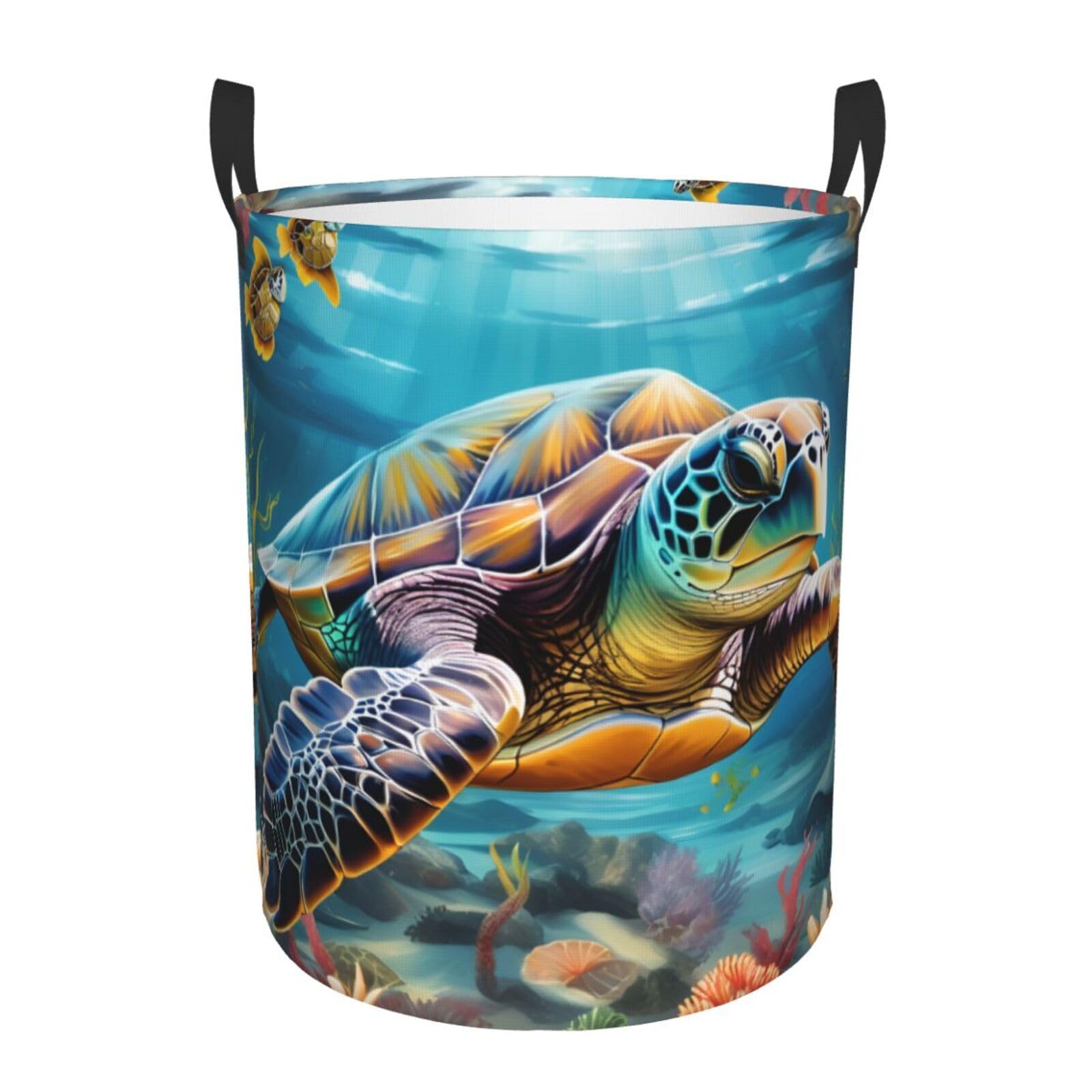 Panier décoratif tortue en textile robuste pour plaids et couvertures de lit