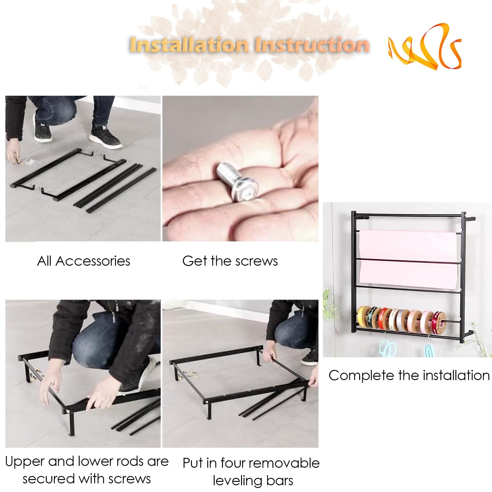 Uchwyt na wstążkę organizer stojak ekspozycyjny szalik organizer stojak uchwyt na wstążkę organizer, montowany na ścianie wieszak na ręczniki wstążka do domu odzież detaliczna kwiaciarnia, spodnie