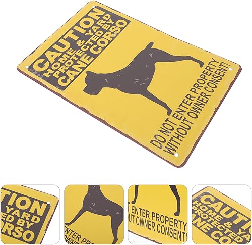 Miniatura 5 de Yardwe Letrero de cane Corso, 2 piezas de letrero de advertencia de perro de metal para decoración de pared para cerca, patio, puerta, hogar al aire
