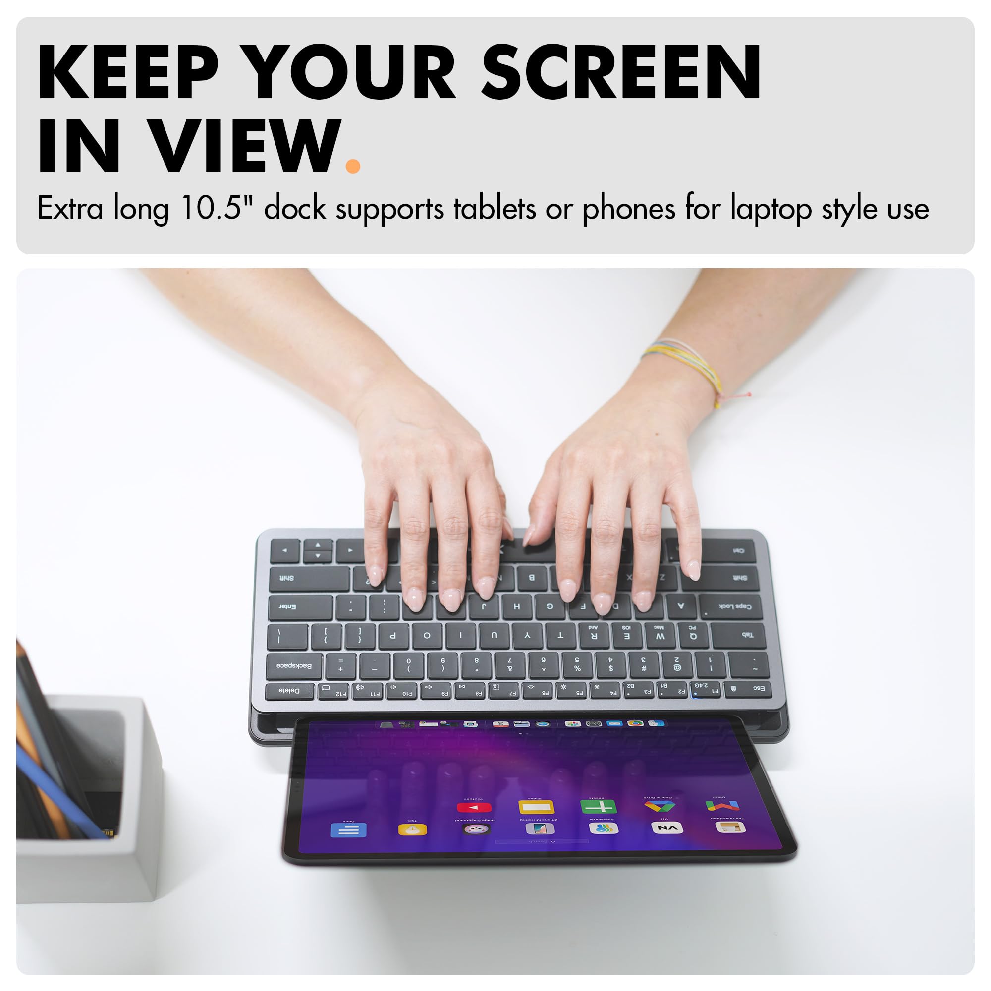 X9 Performance Small Wireless Keyboard with Dock - (BT + 2.4Ghz) - Ready for Travel - Compact Bluetooth Keyboard for Tablet, Phone, Office - Backlit, Portable, Multi-Device - PC, Mac, iPad, Android - 2
