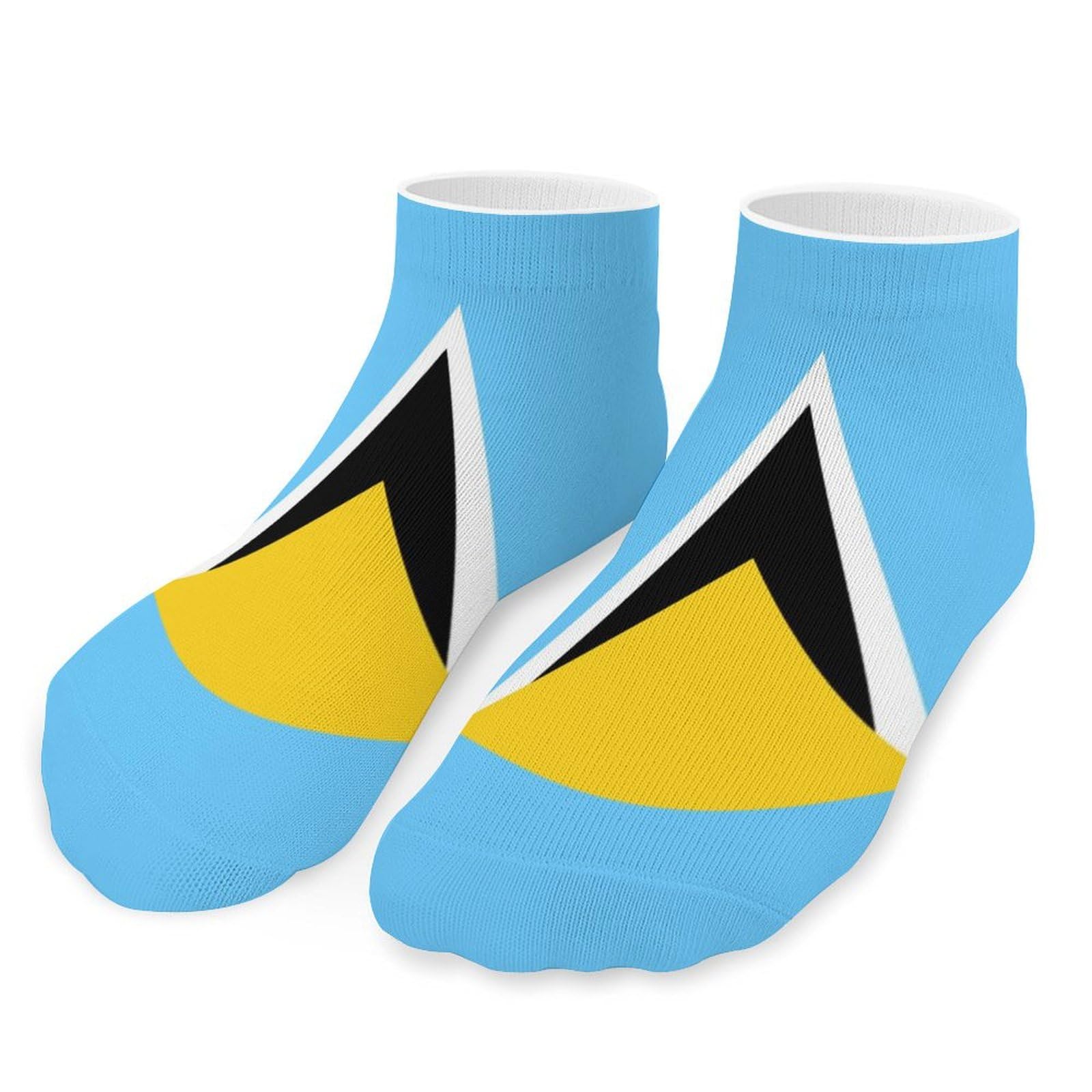 FJQWKLF Saint Lucia Flag Men's Ankle Socks Womens Low Cut Crew Sock for Athletic Running One Size