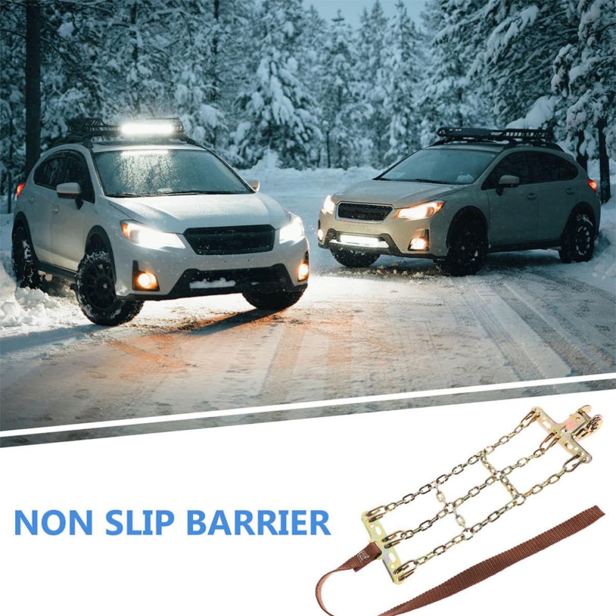 Cadenas de Nieve Antideslizantes de Acero Reforzado 2 Piezas para Coche Instalación Fácil para Terrenos Desafiantes y Nieve