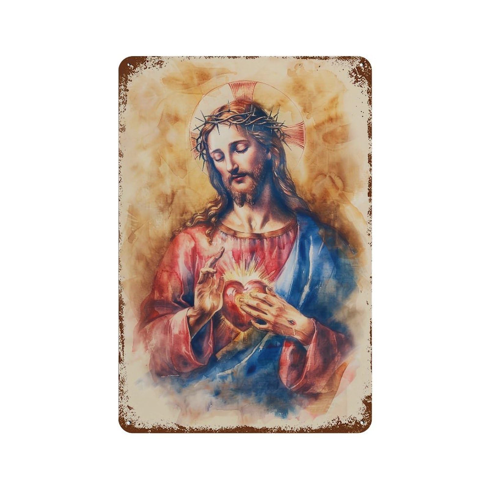 FHUYEURHRY Colorful Impasto Virgin Mary 04 Wall Decor Retro Iron Vintage Art Metal Tin Sign Poster Modern Home Cofffee Club Art Bar Shop Decorations Style-34 30x20cm