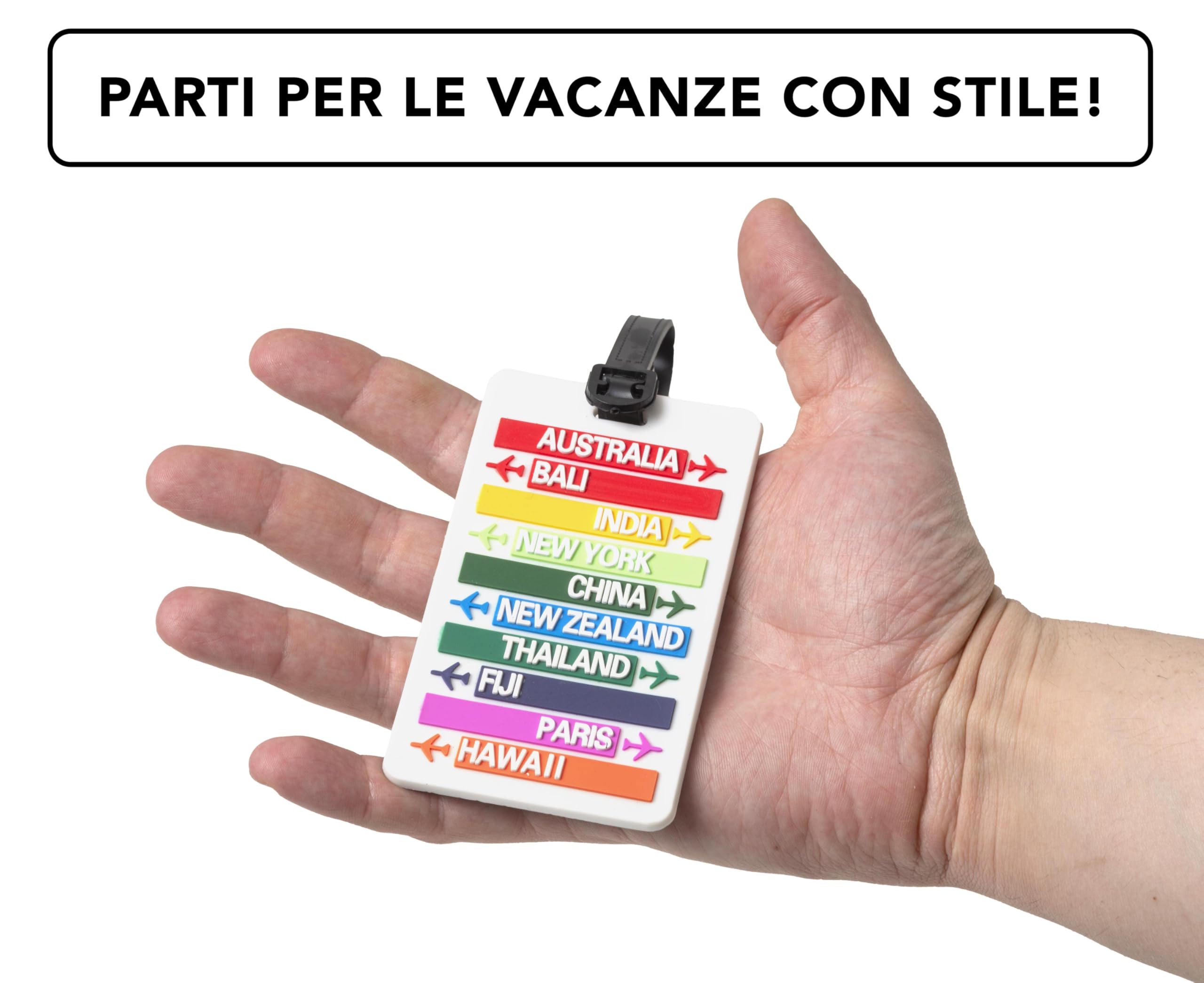 Etichette Per Valigie In Plastica Resistente - 2 Unità, Con Cordino In Gomma, Personalizzabili - Foto 2