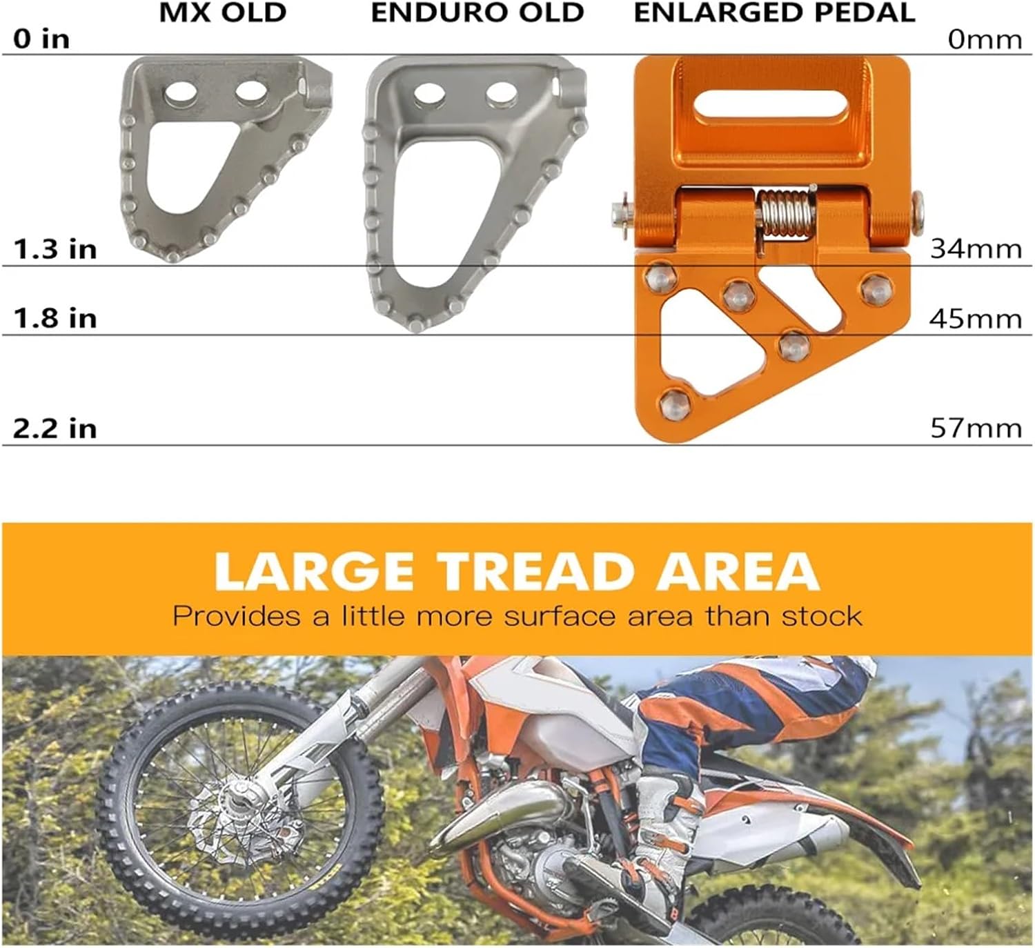 Fit for K-tm 2017-2024 EXC 300 TPI EXC 450 EXCF 350 SXF 450 XC XCF XCW SX Brake Pedal Tip Fit for Husqvarna TE 300(Orange)