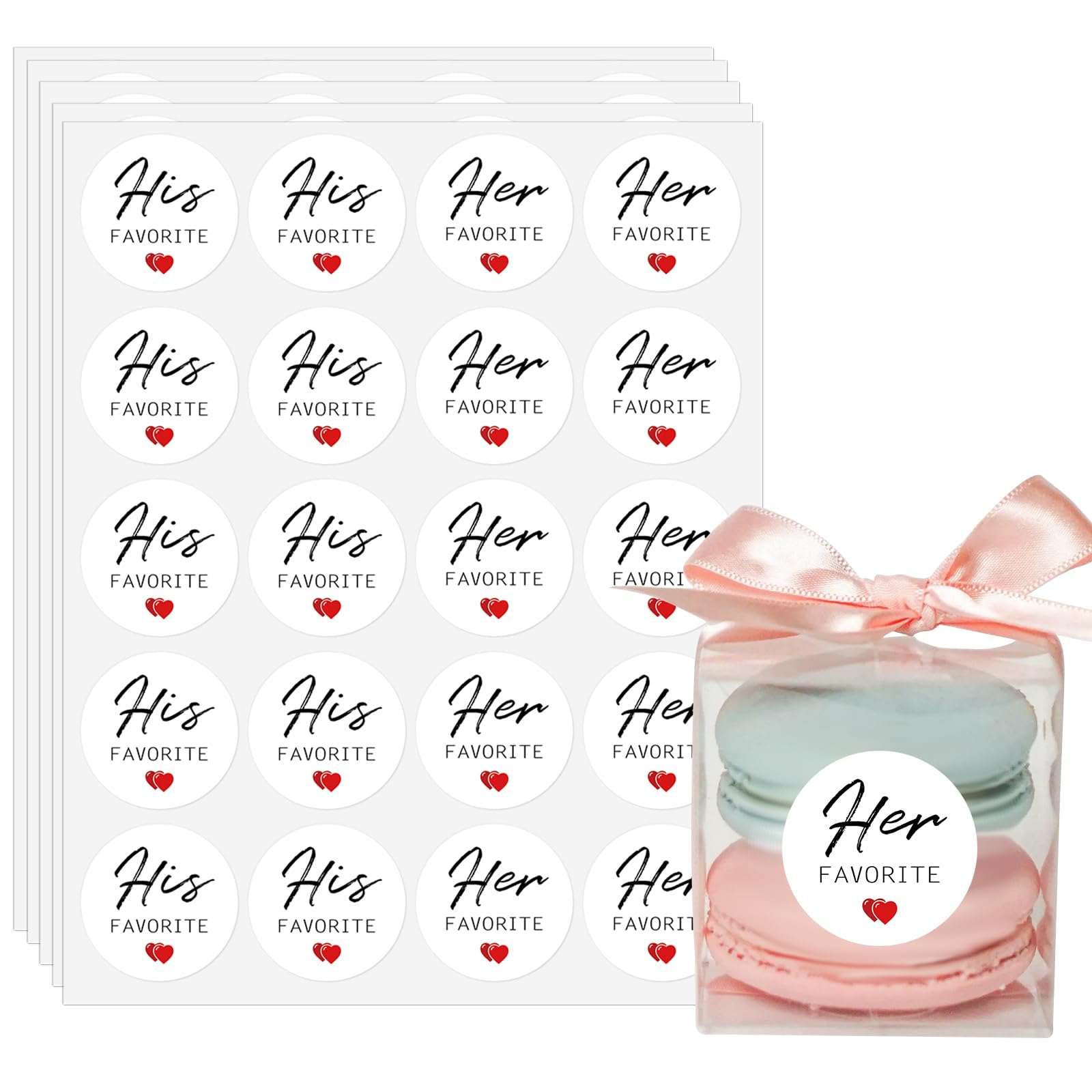 200Pcs Wedding Favor Stickers - His & Hers Candy Bag Seals for Bridal Shower, Wedding Favors, Treat Bags - Romantic Couple Stickers for Candy Wrappers