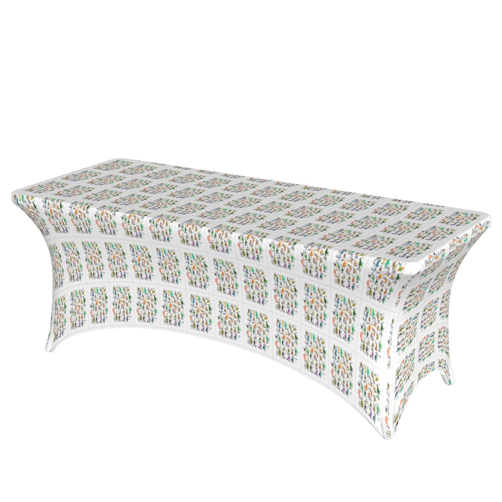 AYYQWE Stylish Learning Alphabets With Dinosaurs Print Elastic Rectangular Tablecloth For Banquet Outdoor Picnics Office Table Cover