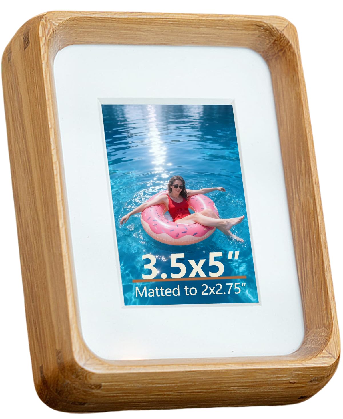 Photo 1 of 3.5x5inch Mini Picture Frame, Solid Teak Wood, Perfect fit for Small Post Cards, Loose Fit for Tiny Prints & Wallet Photos (With Optional 2x2.75 Mat), Vertical or Horizontal Orientation, Rustic Natural Wood Home Decor