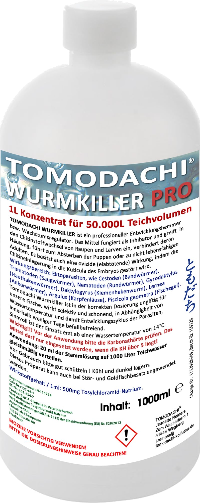 Wurmmittel für Fische 1L gegen Hautwurm Kiemenwurm Karpfenlaus für 50m³ Wasser