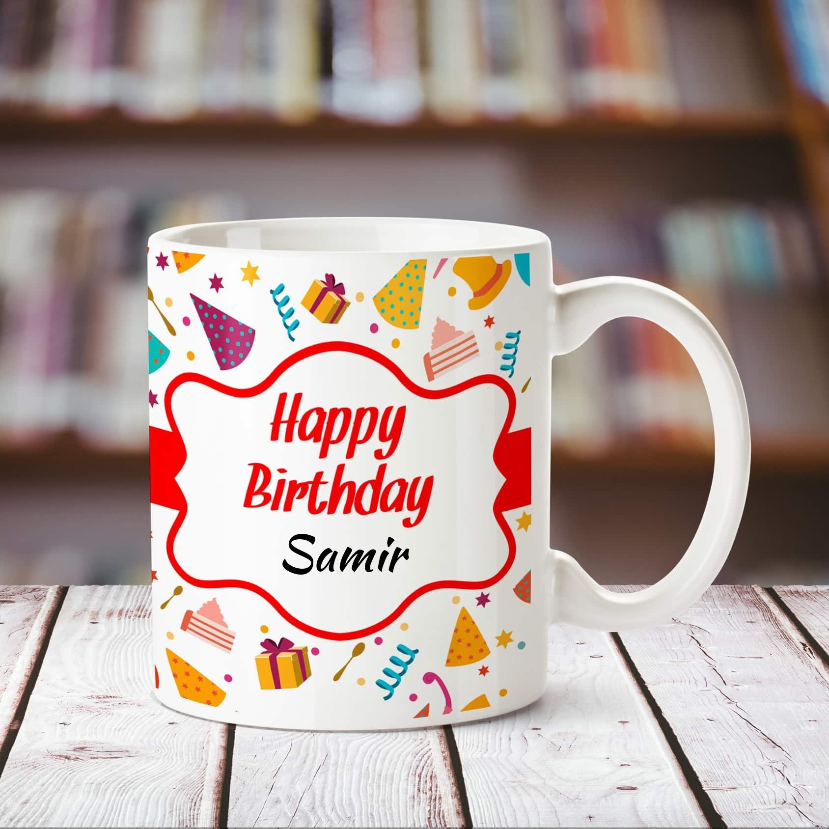 Huppme Happy Birthday Samir Personalized Name Coffee Mug