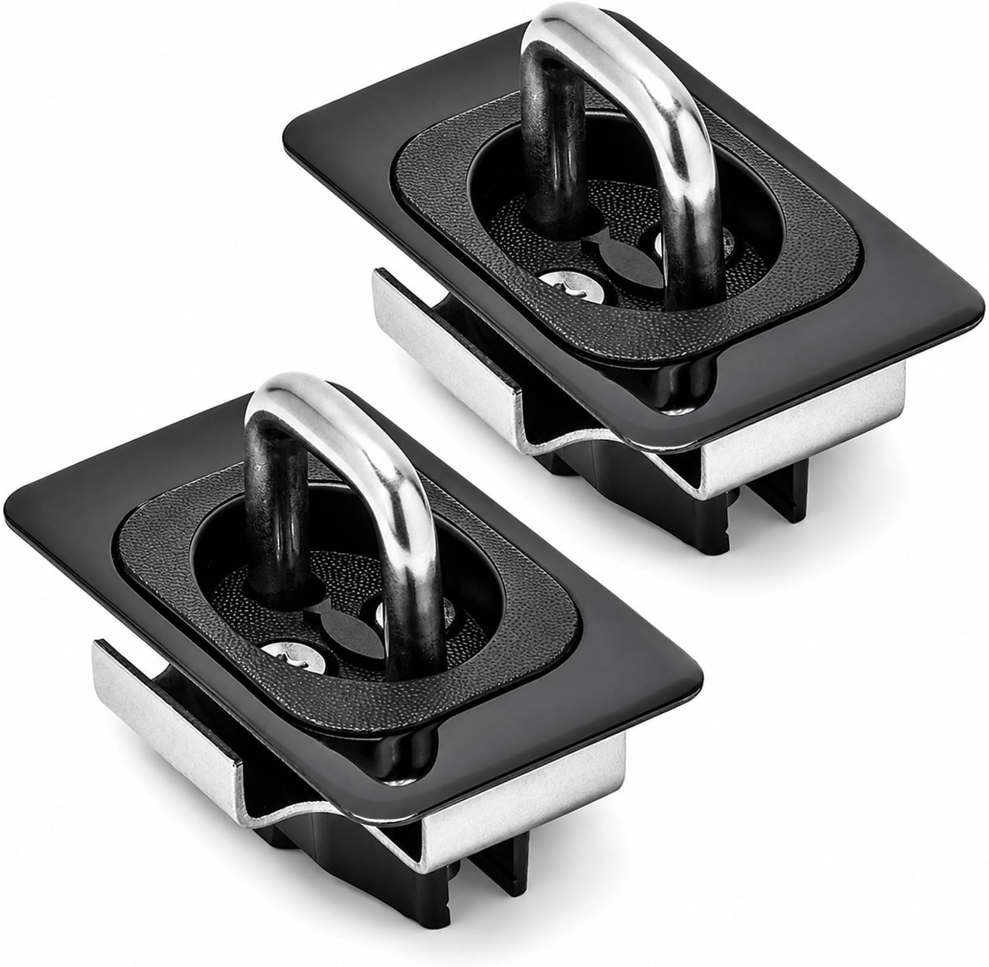 BullRing Stainless Steel Retractable Tie Down Anchors for Truck Bed – Flush Fit, Polished Finish – Fits 1995+ Ram 1500/2500/3500, 2014–2019 Toyota Tundra CrewMax & 2022+ Hyundai Santa Cruz
