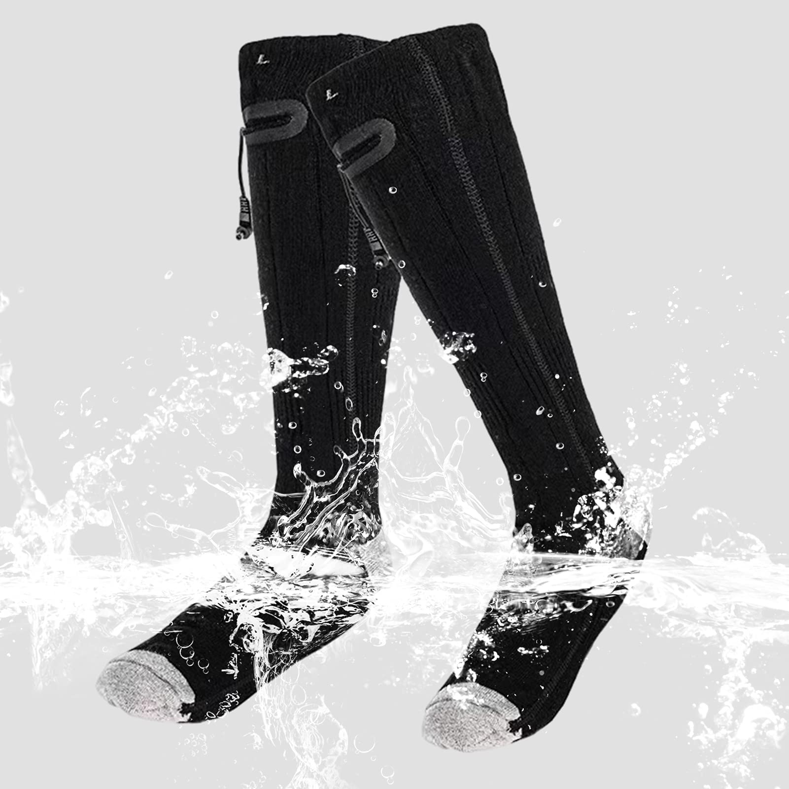 Chaussette Chauffante Homme Femme, Thermiques Chaussettes avec 3 Réglages de Chaleur, Chauffe-Pieds Froids d'hiver Thermiques avec Batterie Rechargeable Type C 4000mAh 3,7V