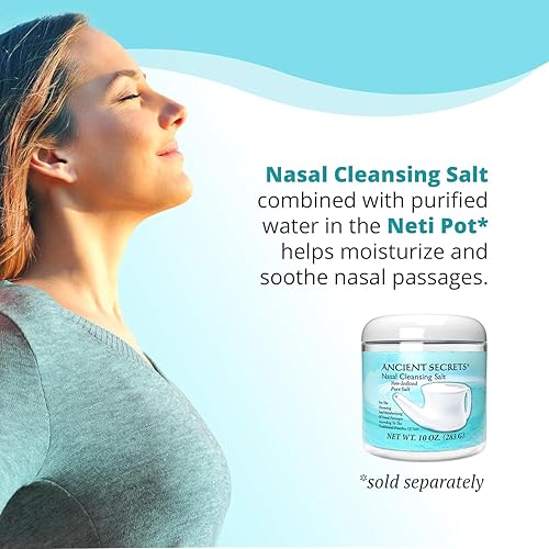 Miniatura 6 de Ancient Secrets Nasal Cleansing Salt, Non-Iodized – USP-Grade Sodium Chloride for Any Neti Pot, Sinus Irrigation System, 10 Oz + Single-Use Travel