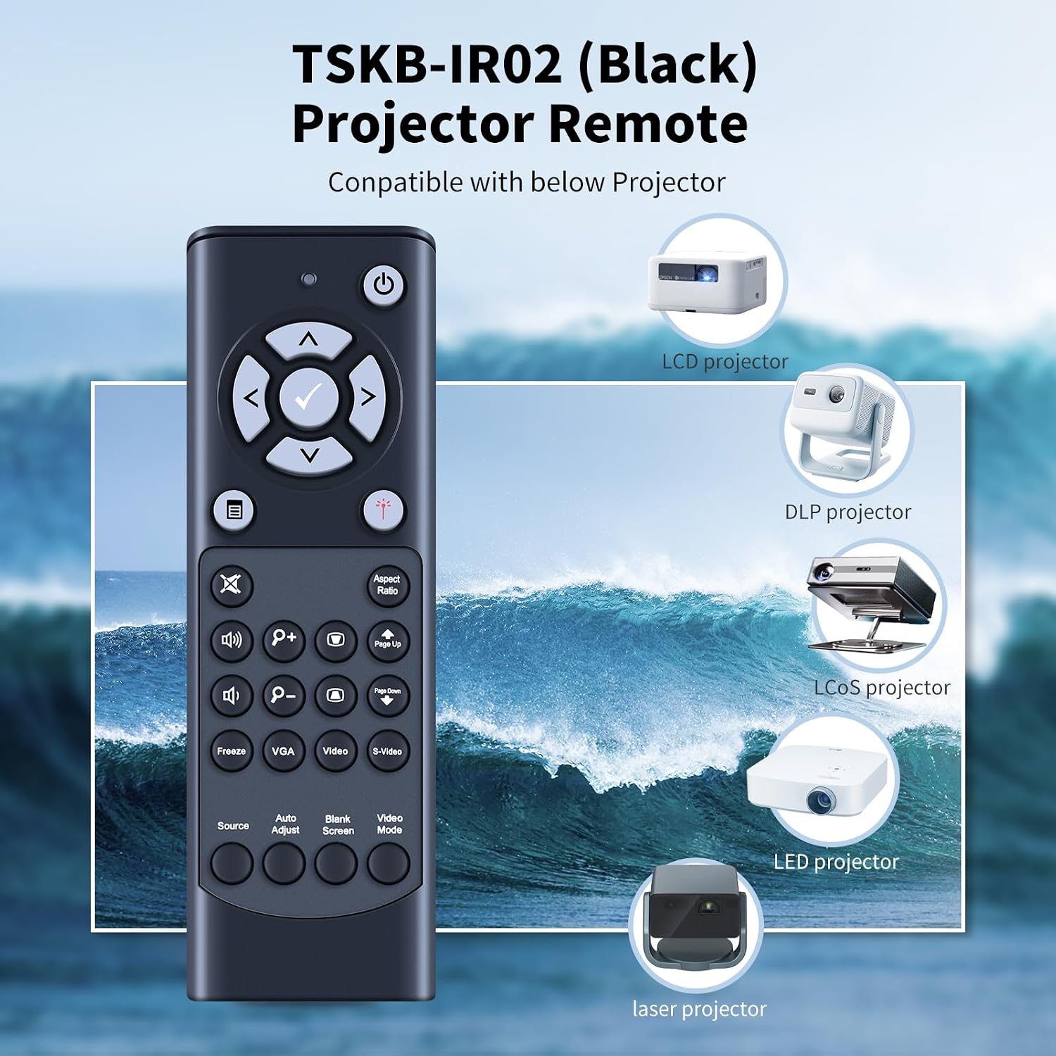TSKB-IR02 New Replace Remote Control fit for Dell DLP Projector TSKB-IR02 Remote Control 4220, 4320, 7760, S560, S560P, S560T,4350 (Black) image 2
