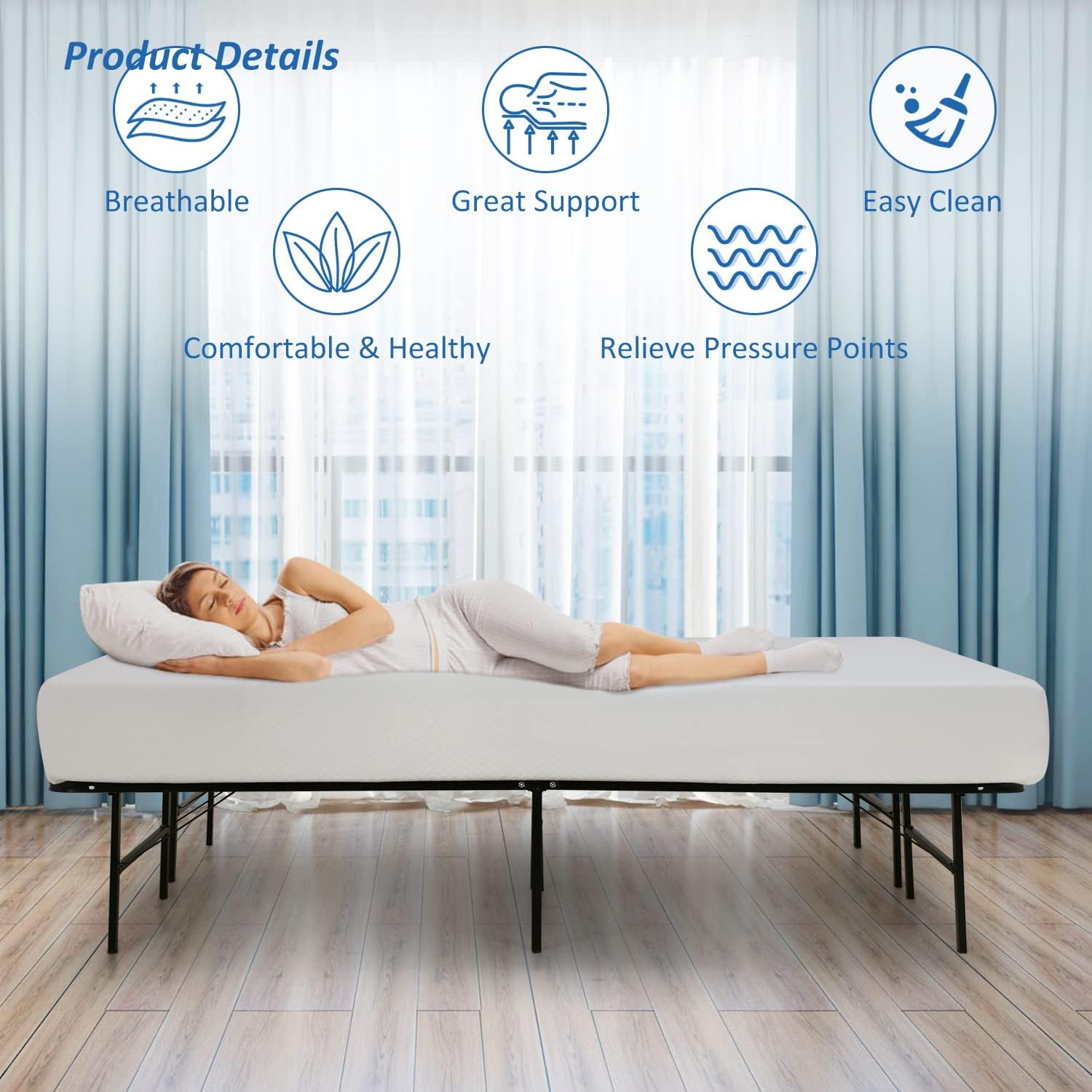Twin Mattress, 8 Inch Gel Memory Foam Mattress CertiPUR-US Certified Foams, Cool Sleep & Pressure Relief, Medium Firm Mattresses, Mattress-in-a-Box, Twin Size