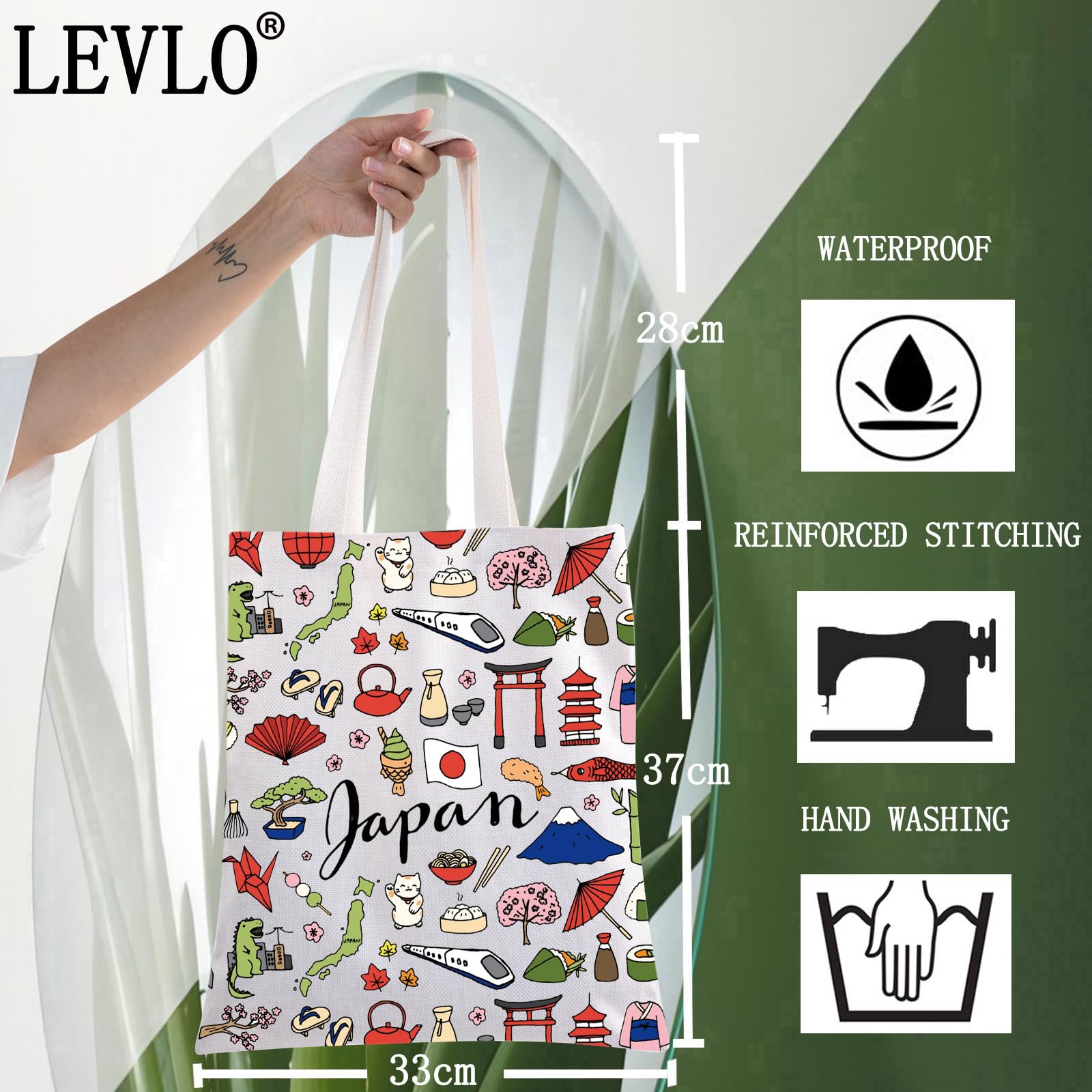 LEVLO Japan Travel Pouch Bag Japan Souvenir Gift Japan Theme Zipper Pouch Bag Japanese Trip Gift, Japan Tote - Image 2