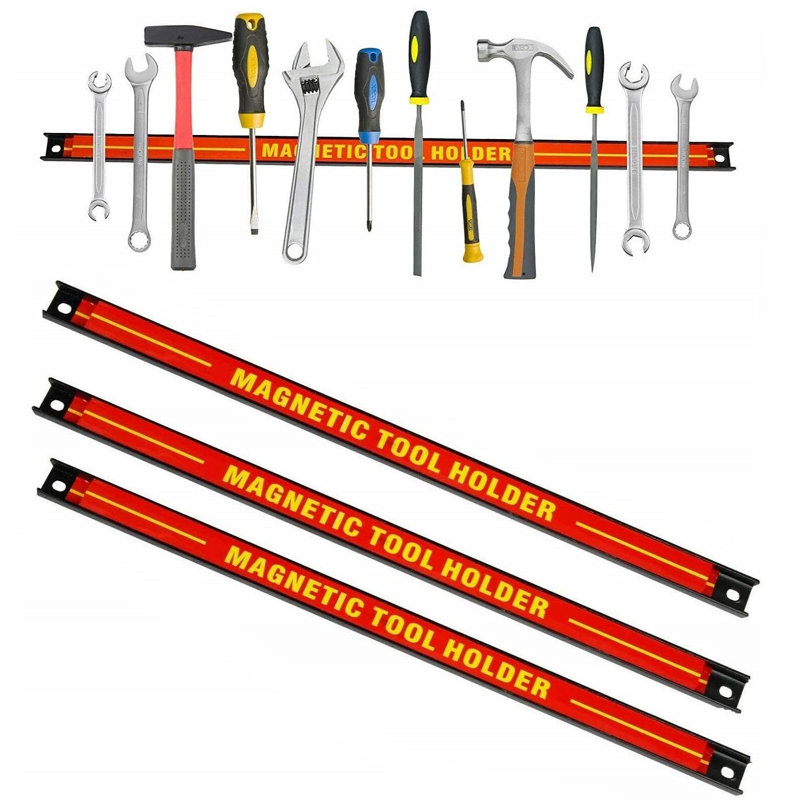 3 barras magnéticas para herramientas, soporte magnético para herramientas, barra de herramientas para montaje en pared, soporte robusto para herramientas, cuchillos y objetos metálicos (3 x 60 cm)